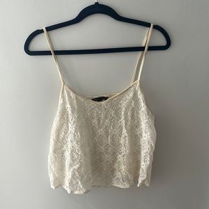 Cream and white super cute cropped lace tank top